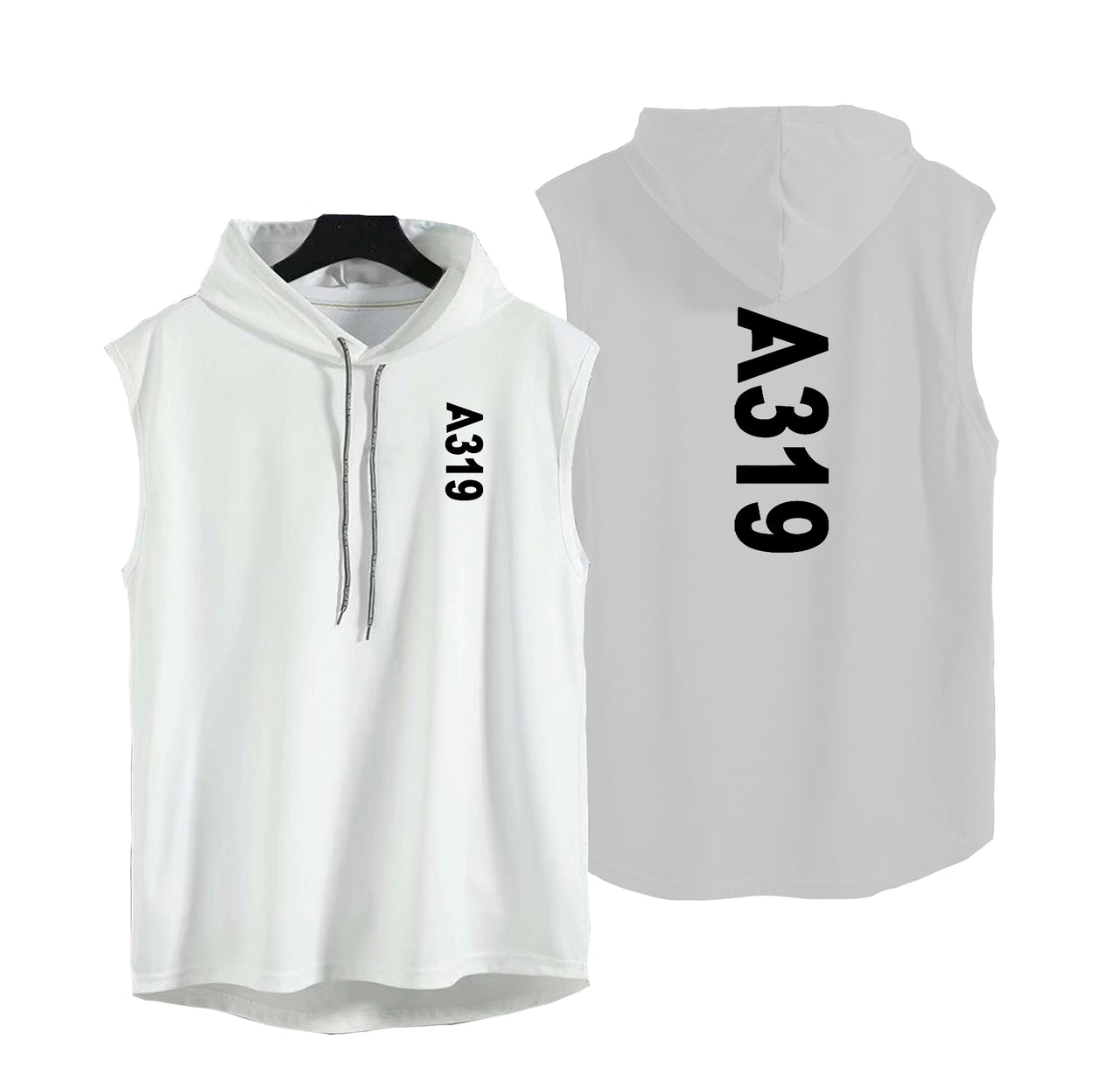 A319 Text Designed Hooded Tank Tops