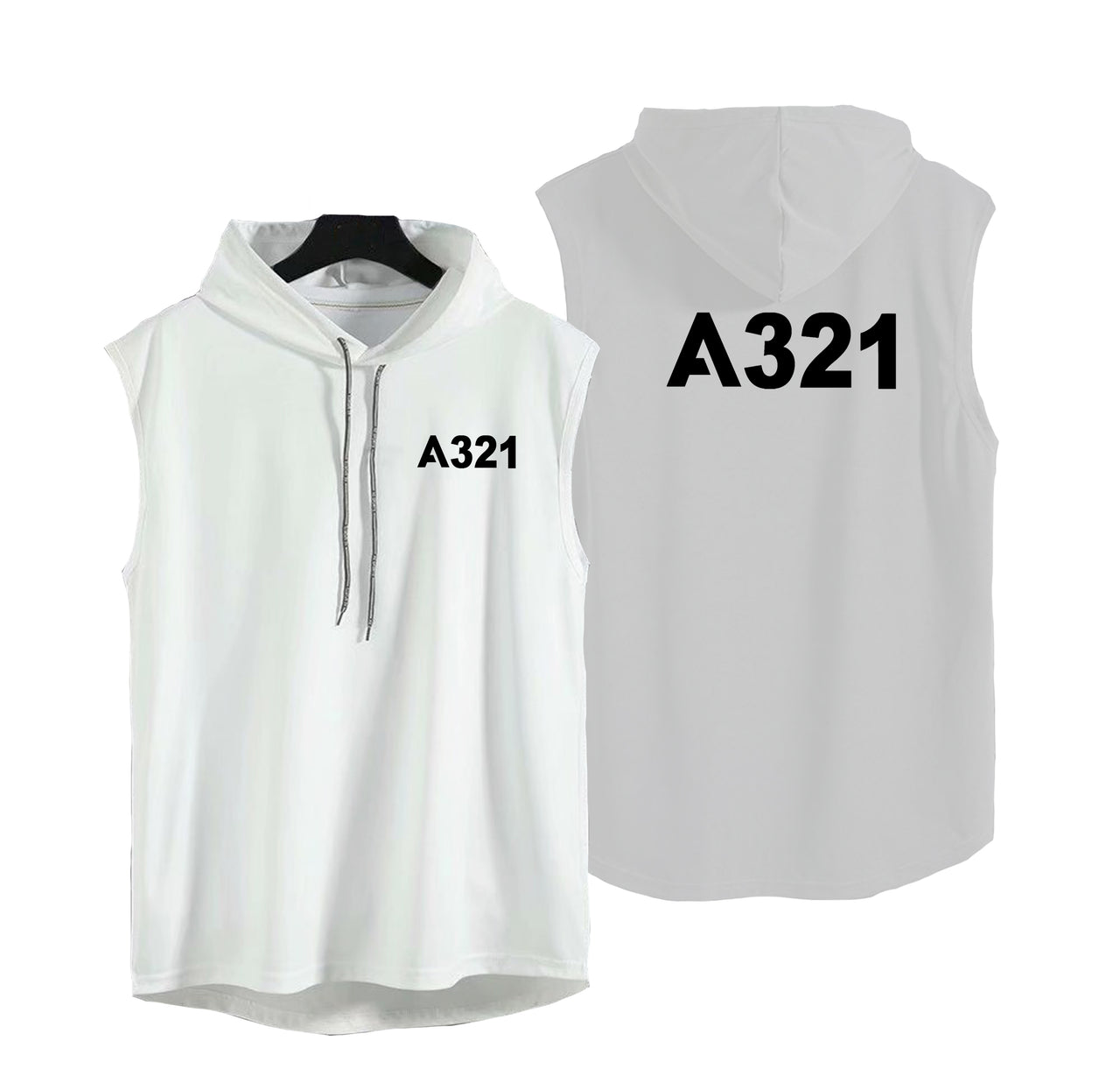 A321 Flat Text Designed Hooded Tank Tops