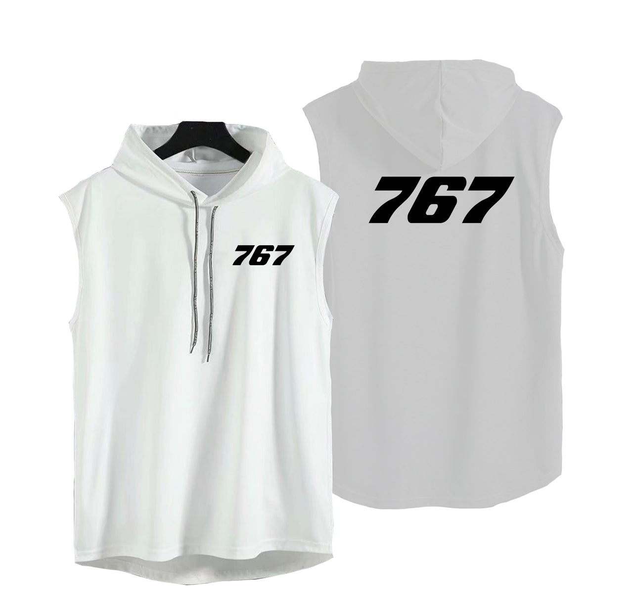 767 Flat Text Designed Hooded Tank Tops