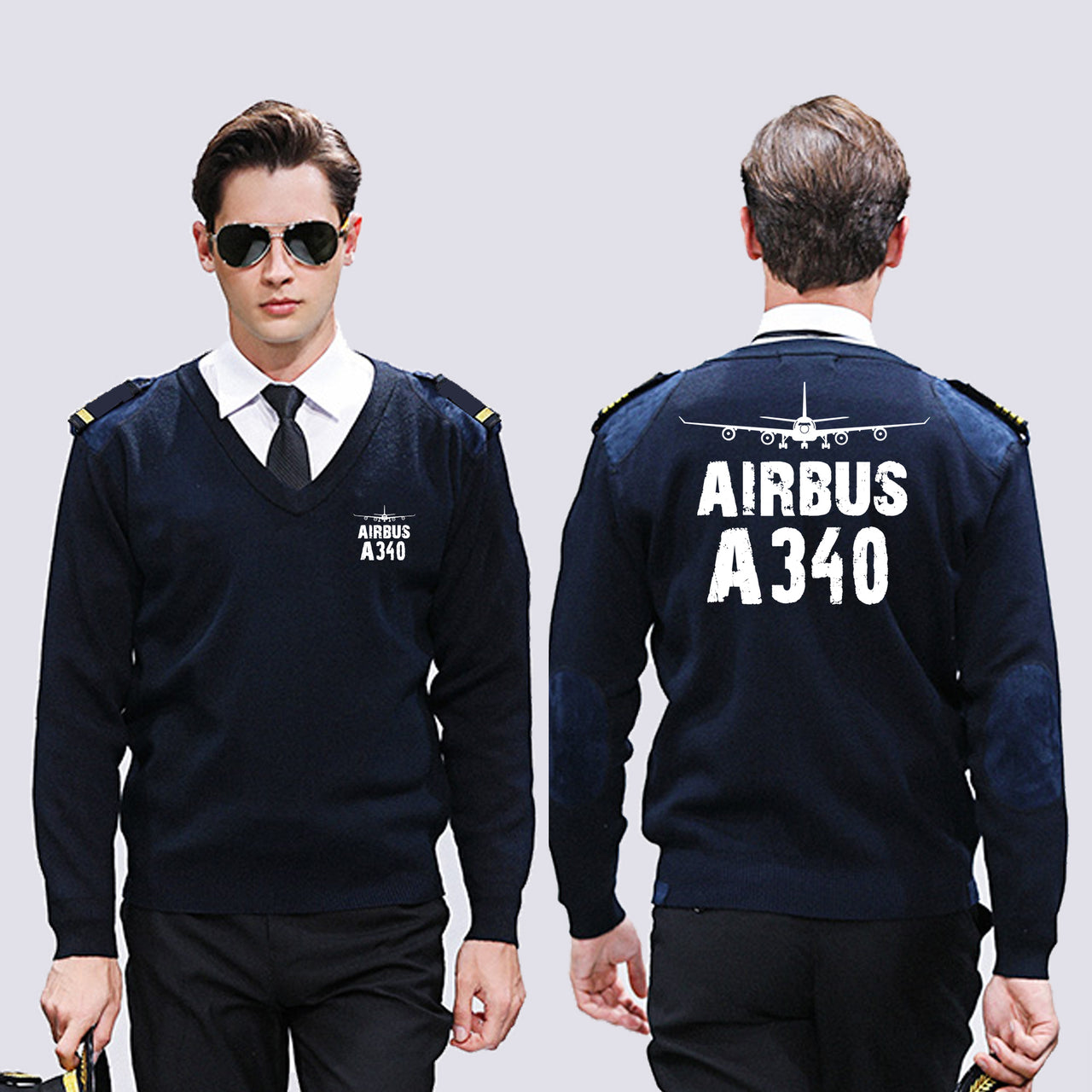 Airbus A340 & Plane Designed Wool Pilot Sweaters