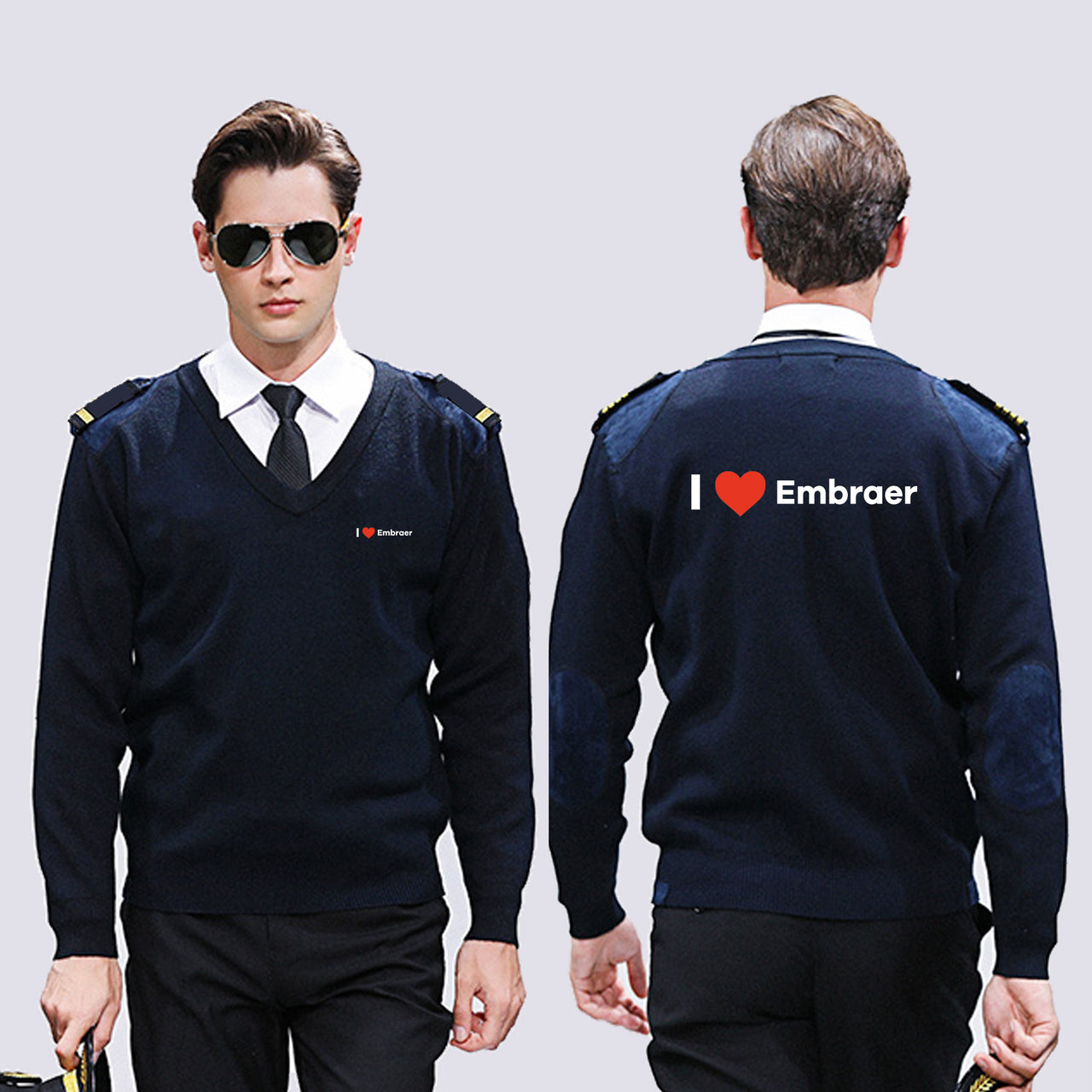 I Love Embraer Designed Wool Pilot Sweaters