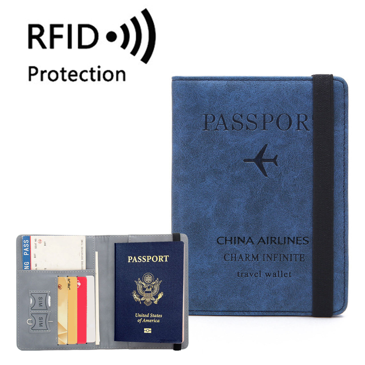 China Airlines Designed Passport Cover Travel Wallet Passport Holder