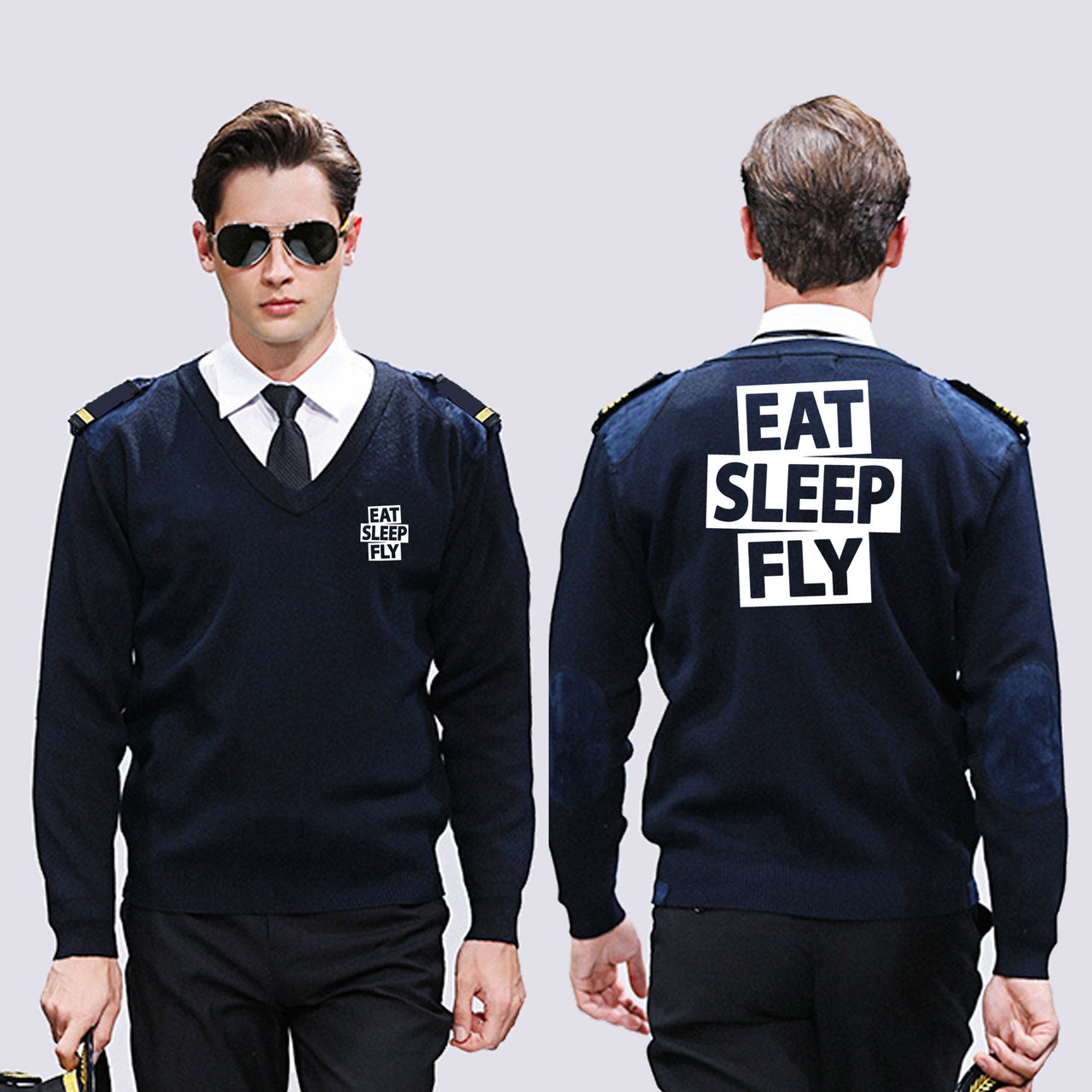 Eat Sleep Fly Designed Wool Pilot Sweaters