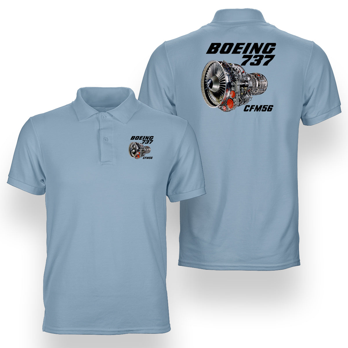 Boeing 737 Engine & CFM56 Designed Double Side Polo T-Shirts