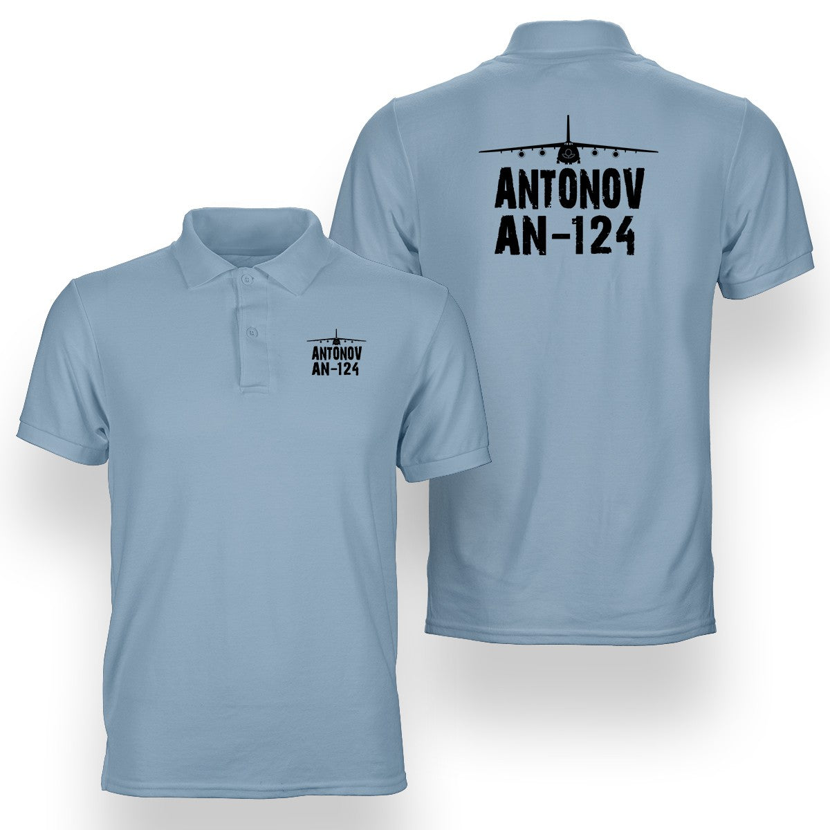 Antonov AN-124 & Plane Designed Double Side Polo T-Shirts