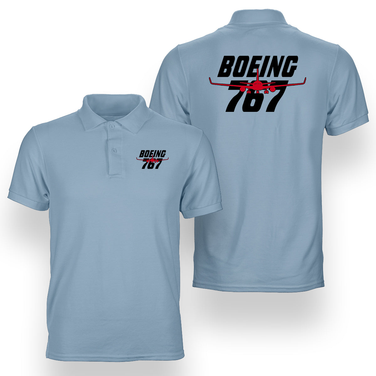 Amazing Boeing 767 Designed Double Side Polo T-Shirts
