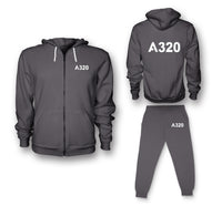 Thumbnail for A320 Flat Text Designed Zipped Hoodies & Sweatpants Set