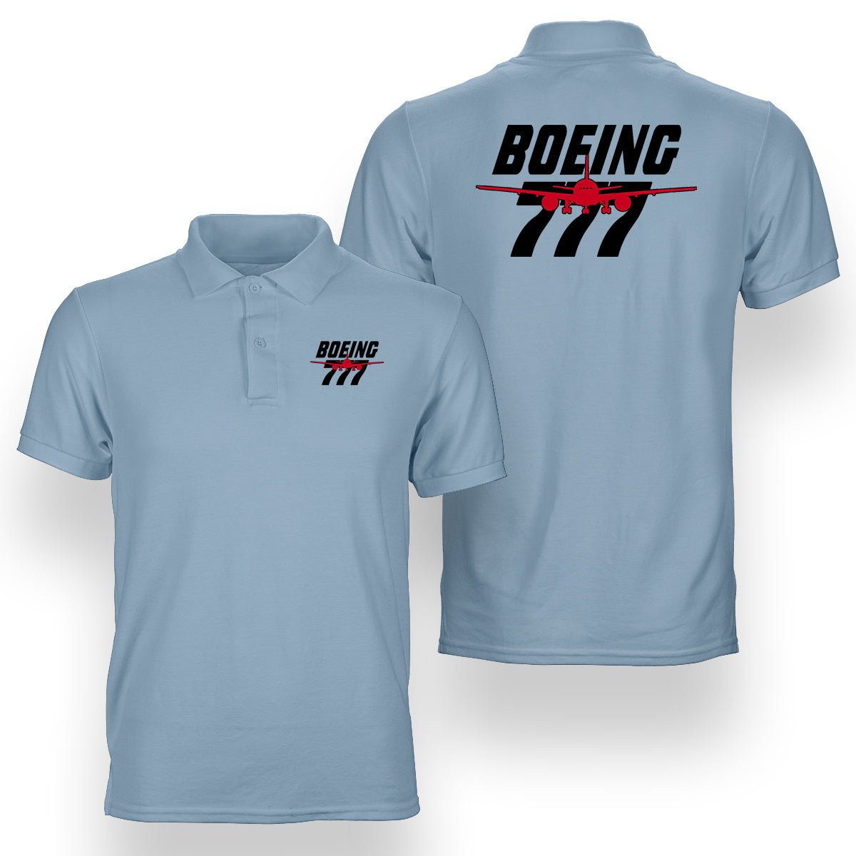 Amazing Boeing 777 Designed Double Side Polo T-Shirts