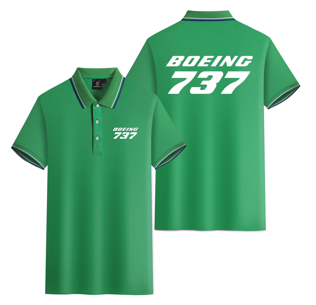 Boeing 737 & Text Designed Stylish Polo T-Shirts (Double-Side)