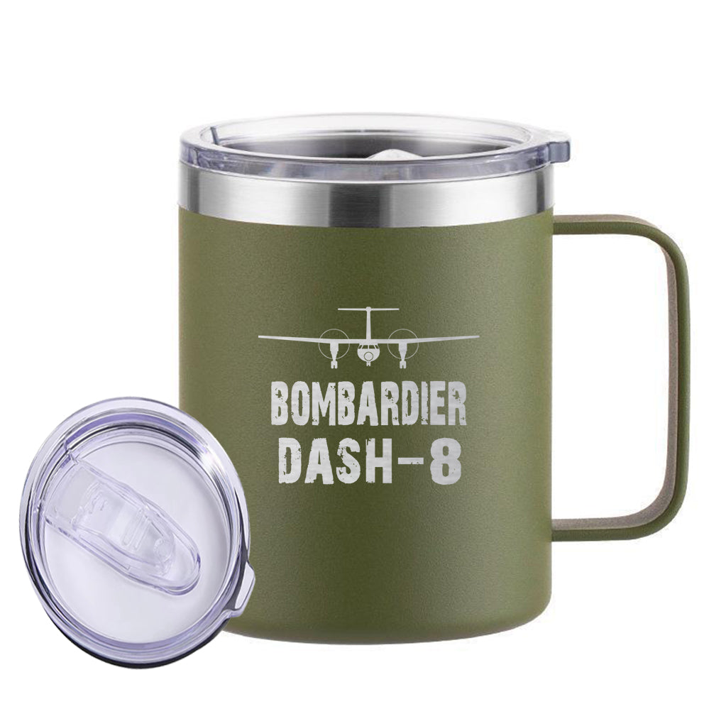 Bombardier Dash-8 & Plane Designed Stainless Steel Laser Engraved Mugs
