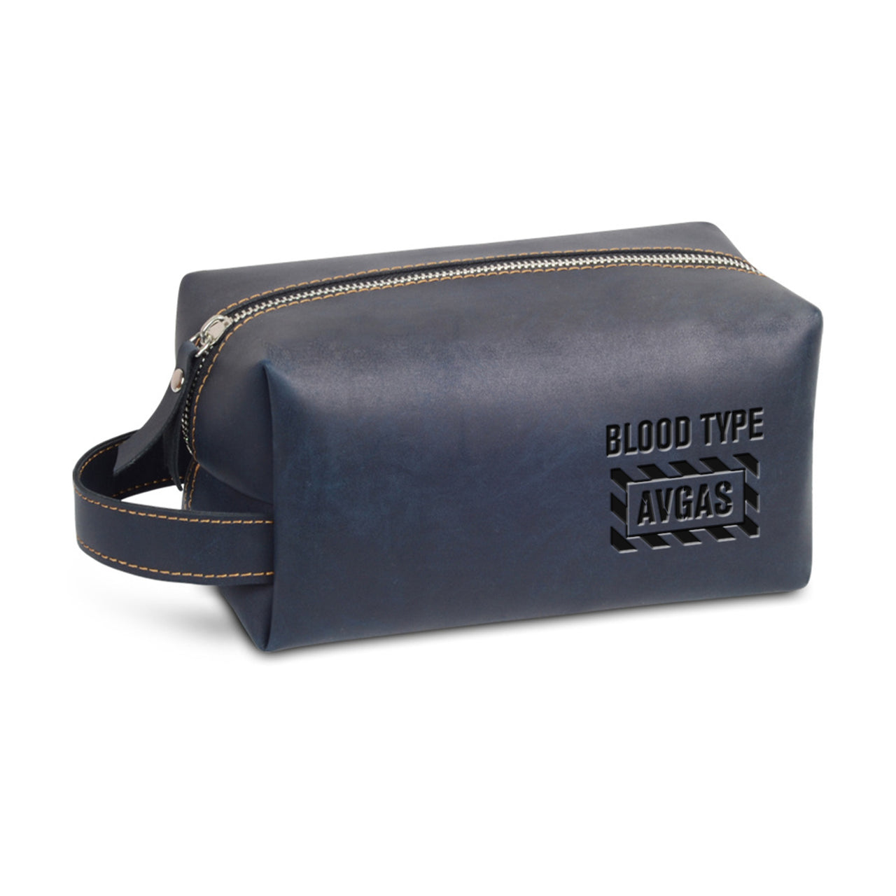 Blood Type AVGAS Designed Leather Clutch Toiletry Bag