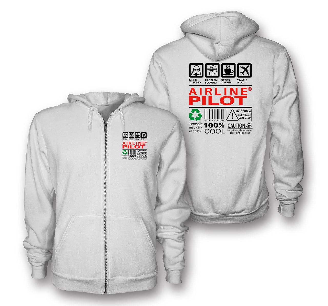 Airline Pilot Label Designed Zipped Hoodies