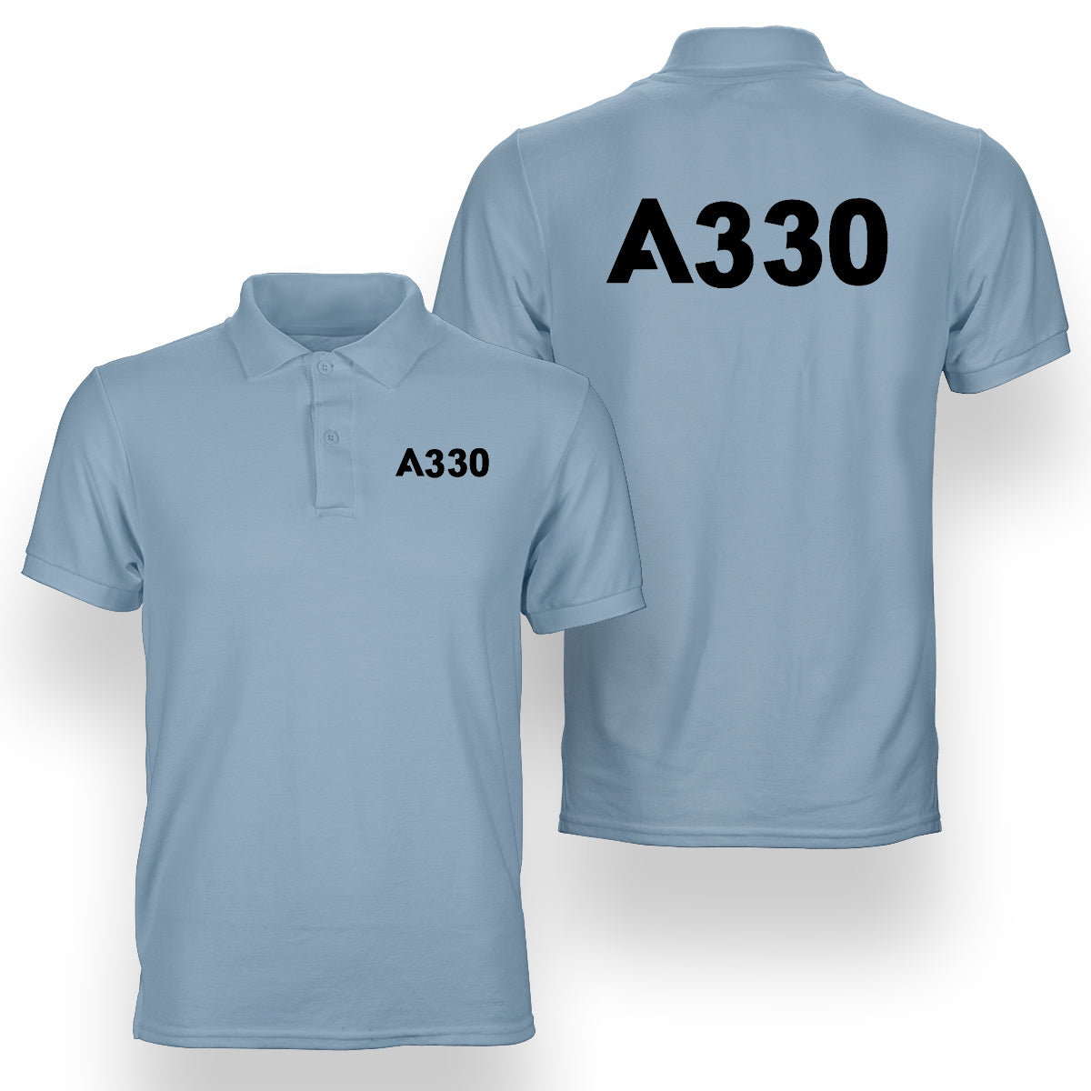 A330 Flat Text Designed Double Side Polo T-Shirts