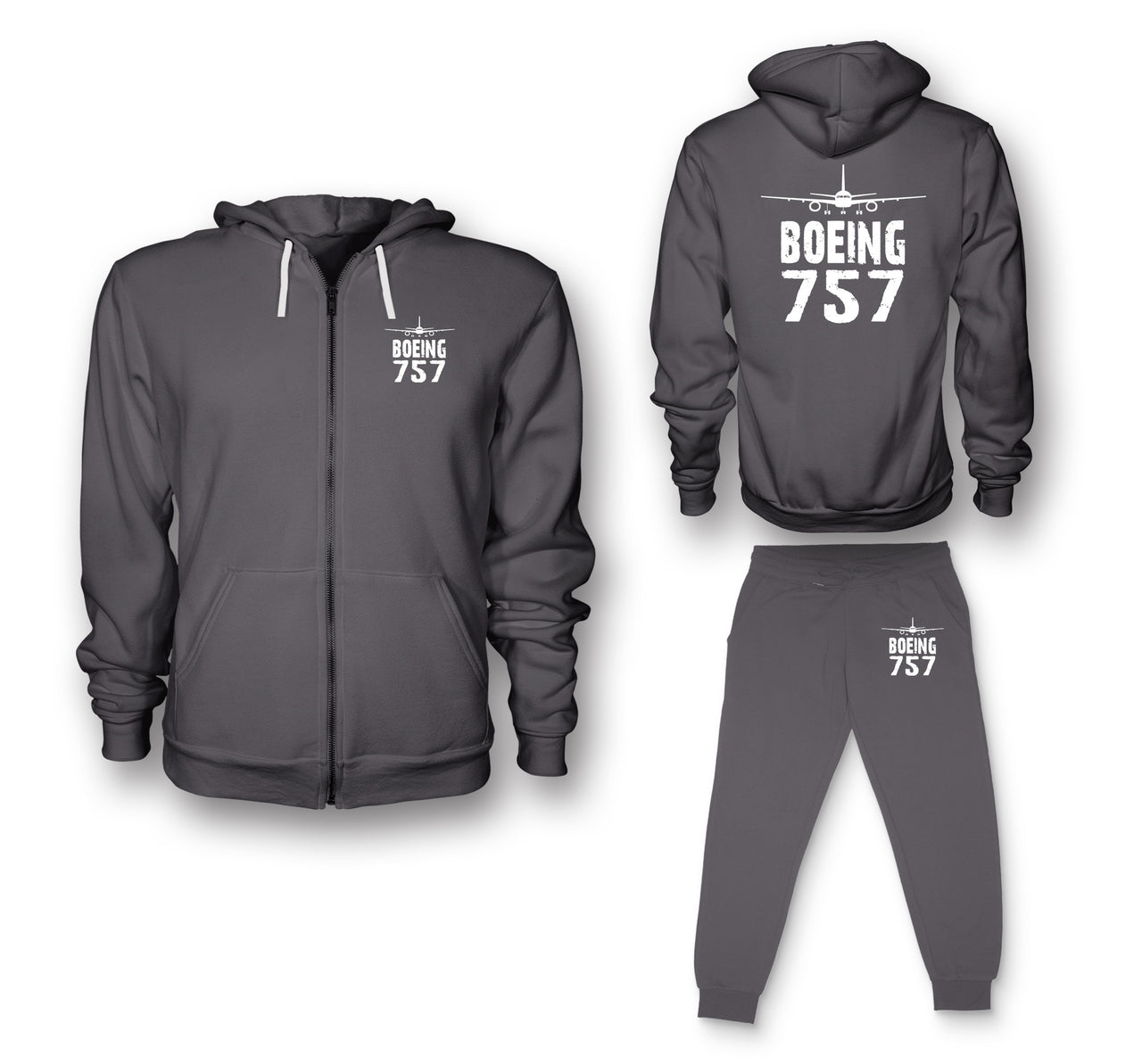 Boeing 757 & Plane Designed Zipped Hoodies & Sweatpants Set