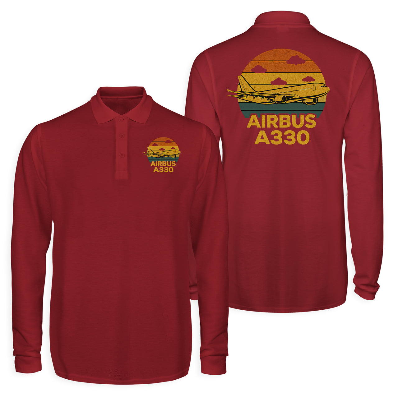 Retro Airbus A330 Designed Long Sleeve Polo T-Shirts (Double-Side)