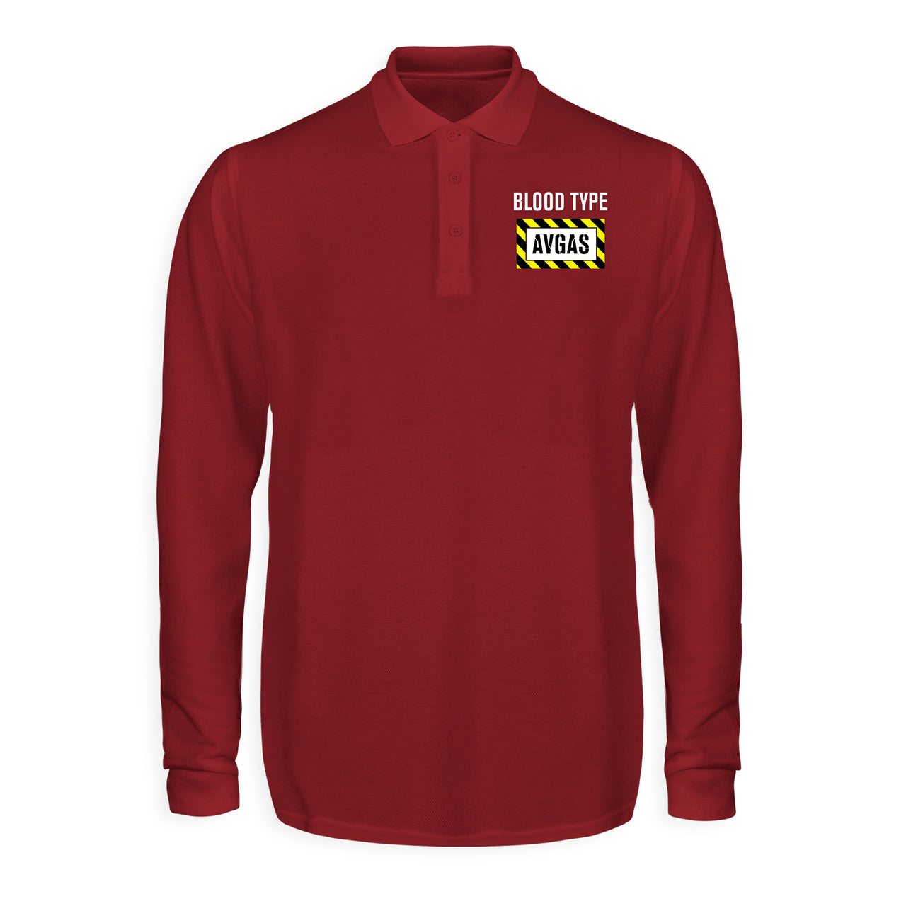 Blood Type AVGAS Designed Long Sleeve Polo T-Shirts