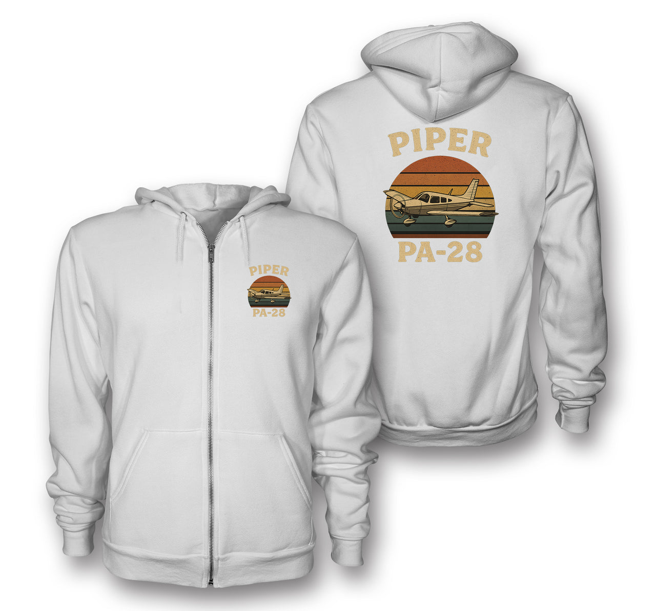 Retro Piper PA-28 Designed Zipped Hoodies