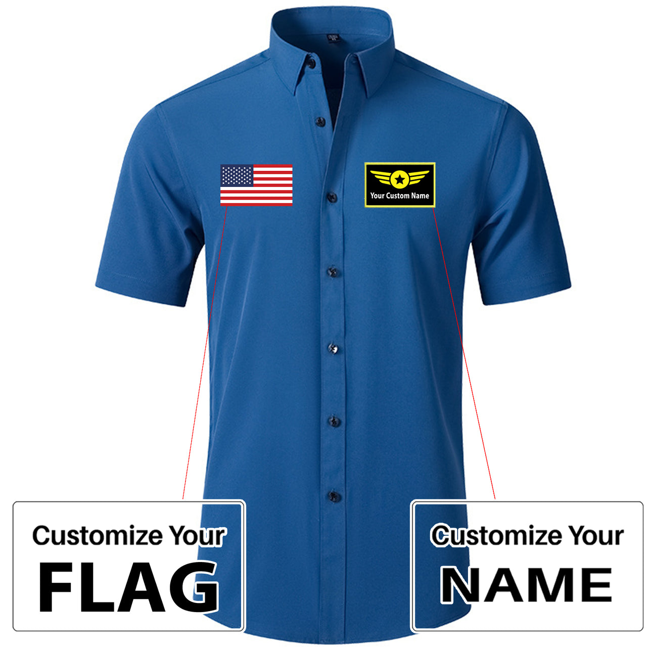 Custom Flag & Name with Special Badge Design Super Quality Short Sleeve Shirts