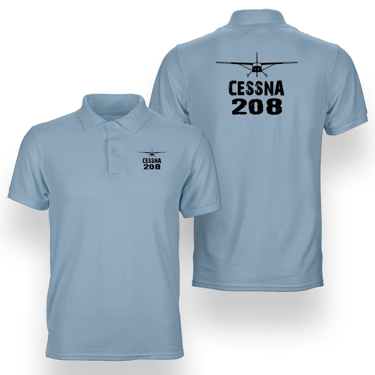 Cessna 208 & Plane Designed Double Side Polo T-Shirts