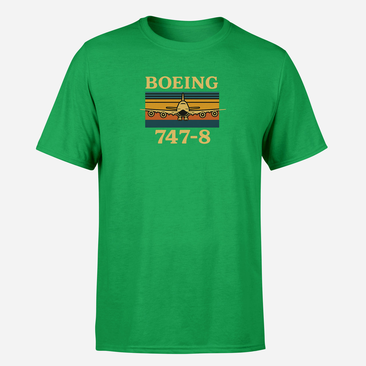 Retro Boeign 747-8 Design Super Quality T-Shirts