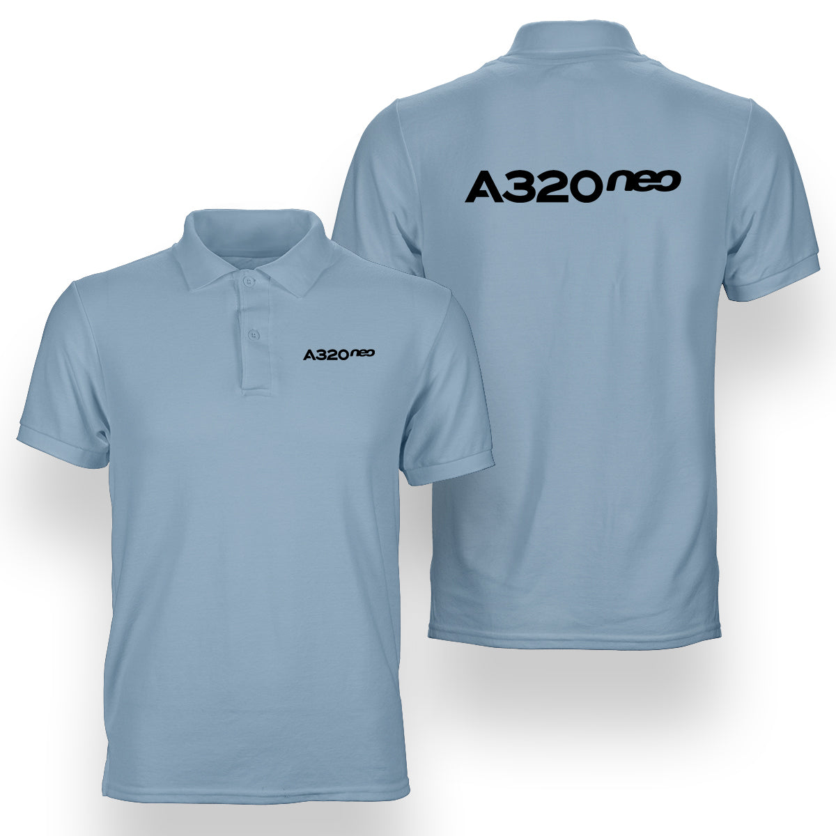 A320neo & Text Designed Double Side Polo T-Shirts