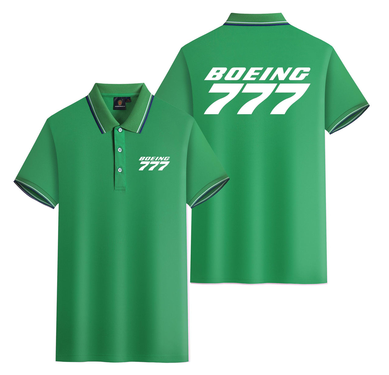 Boeing 777 & Text Designed Stylish Polo T-Shirts (Double-Side)