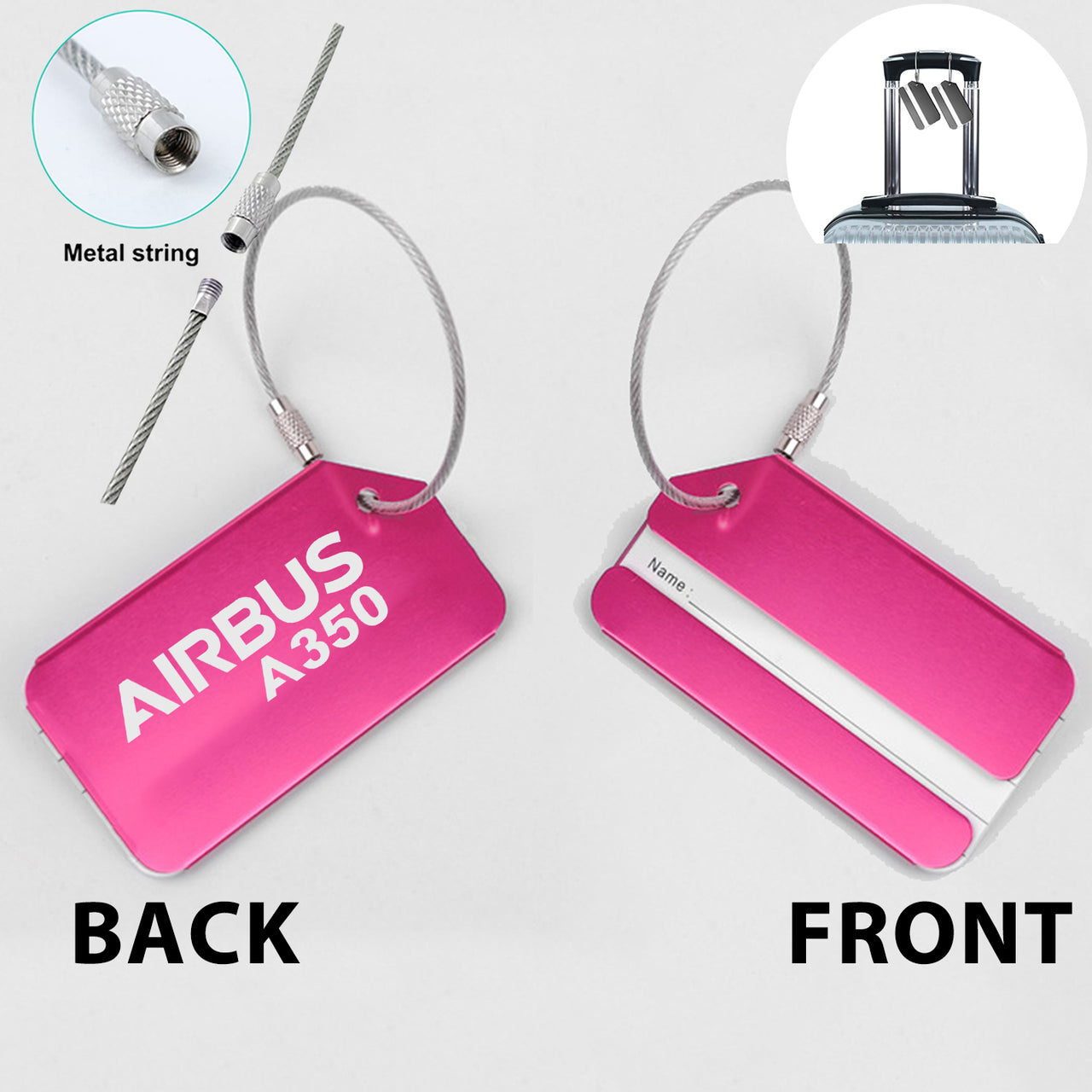 Airbus A350 & Text Designed Fashion Metal Luggage Tags