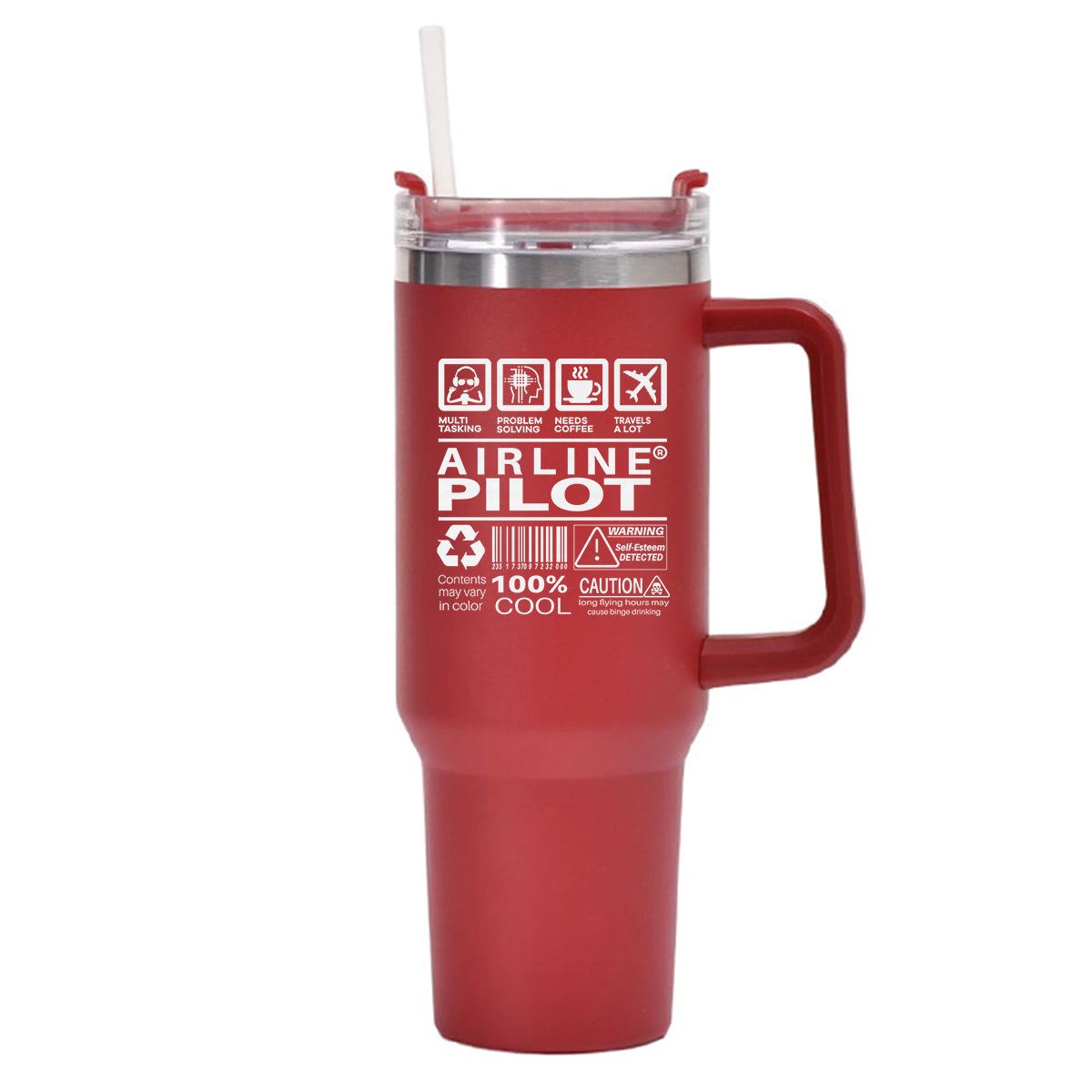 Airline Pilot Label Designed 40oz Stainless Steel Car Mug With Holder