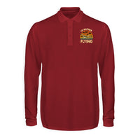 Thumbnail for Retro I'D Rather Be Flying Designed Long Sleeve Polo T-Shirts