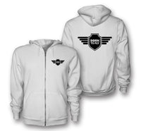 Thumbnail for Born To Fly & Badge Designed Zipped Hoodies