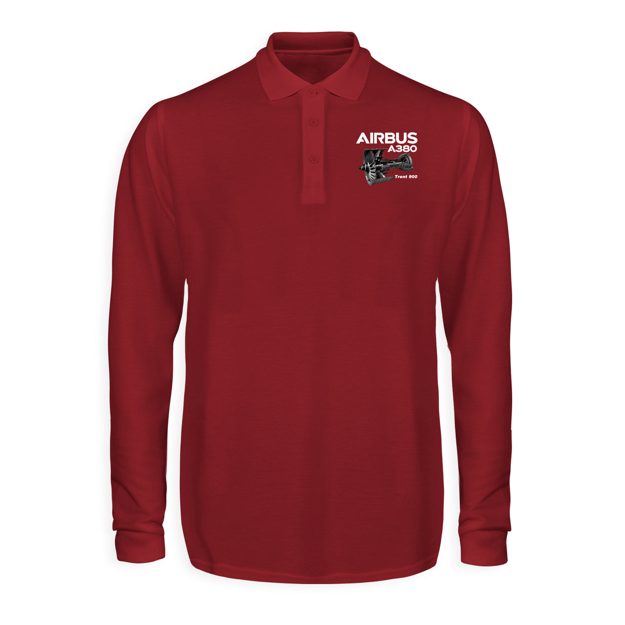 Airbus A380 & Trent 900 Engine Designed Long Sleeve Polo T-Shirts