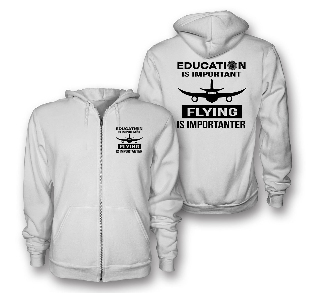 Flying is Importanter Designed Zipped Hoodies