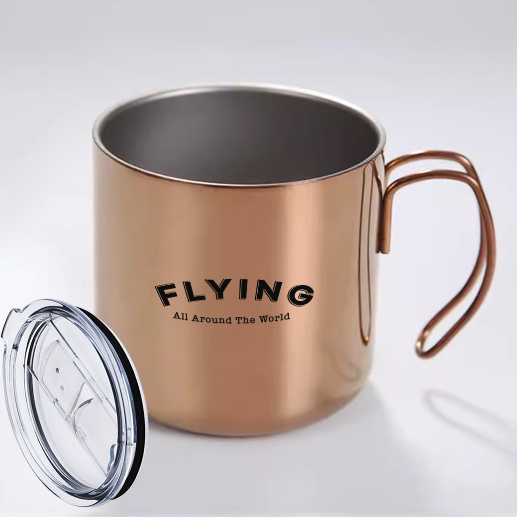 Flying All Around The World Designed Stainless Steel Portable Mugs