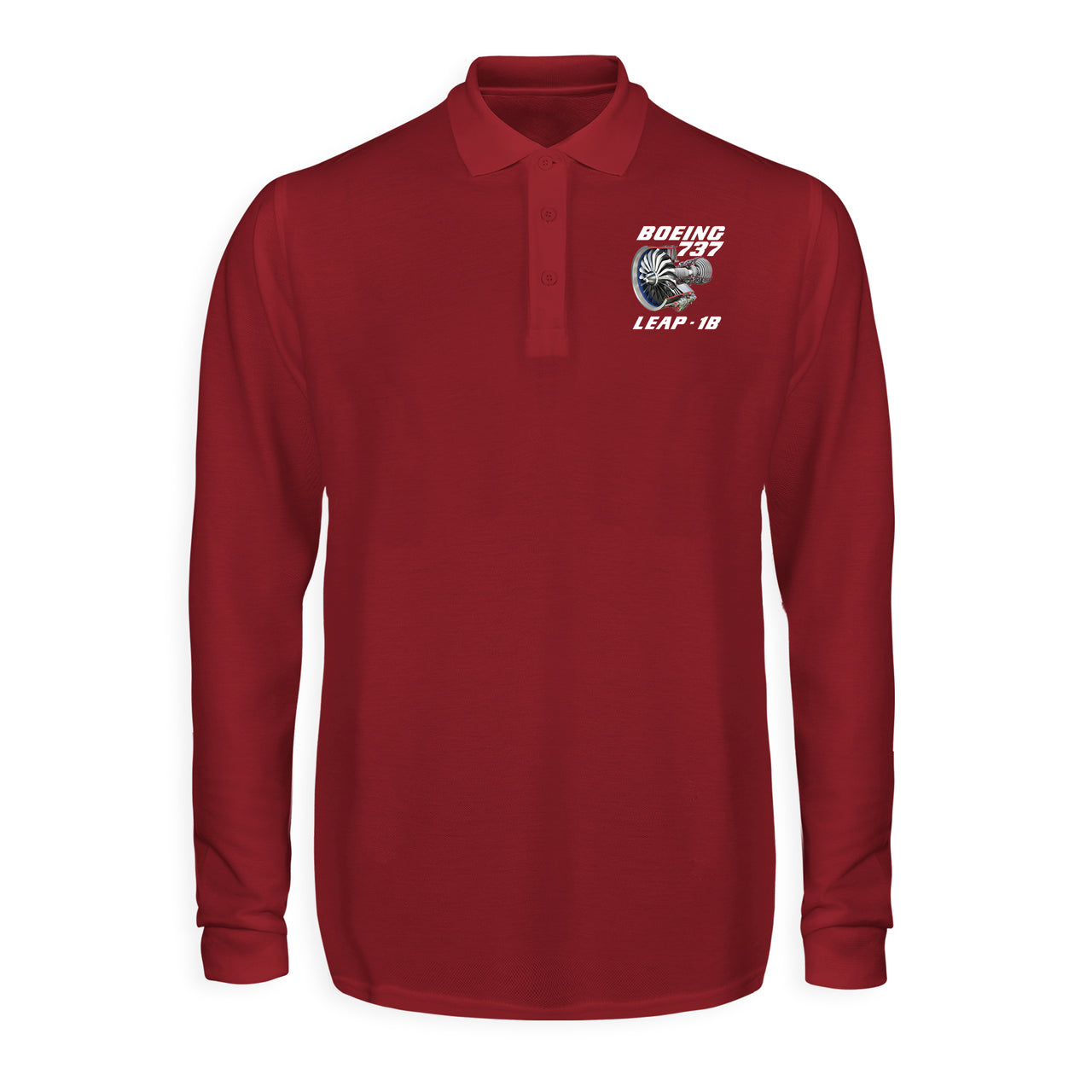 Boeing 737 & Leap 1B Designed Long Sleeve Polo T-Shirts