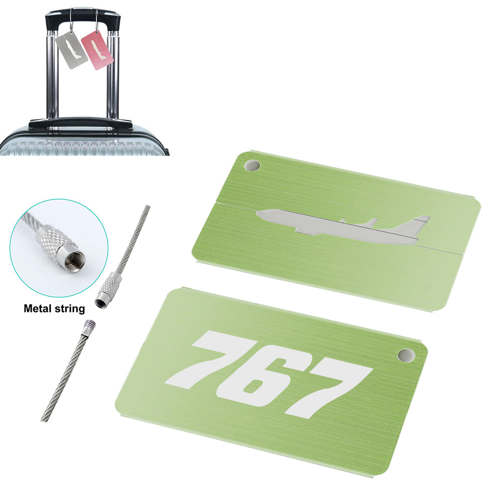 767 Flat Text Designed Aluminum Airplane Luggage Tags