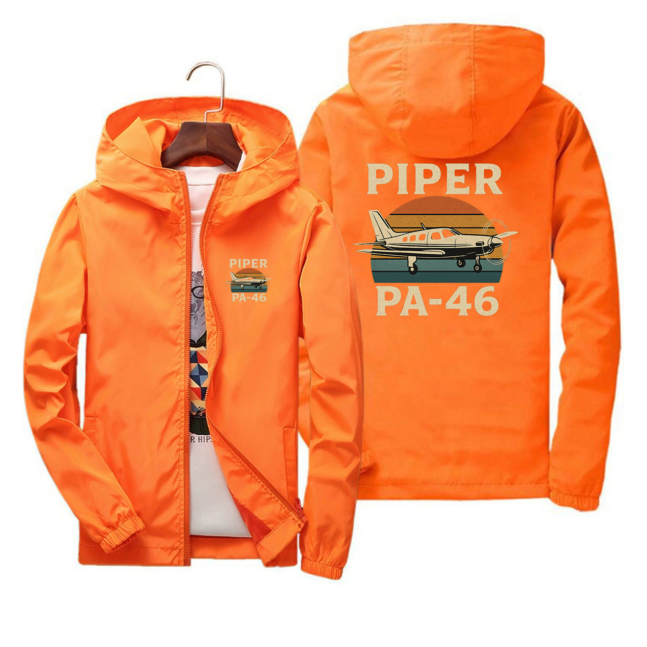 Retro Piper PA-46 Designed Thin Windbreaker Jackets