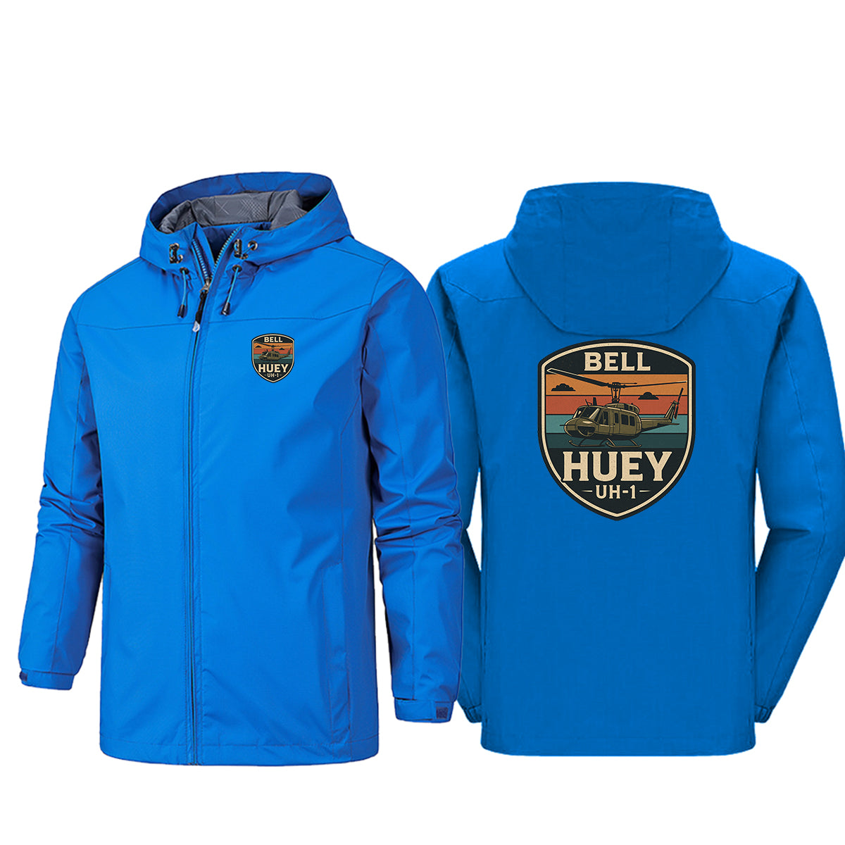 Retro BELL HUEY UH-1 Designed Rain Jackets & Windbreakers