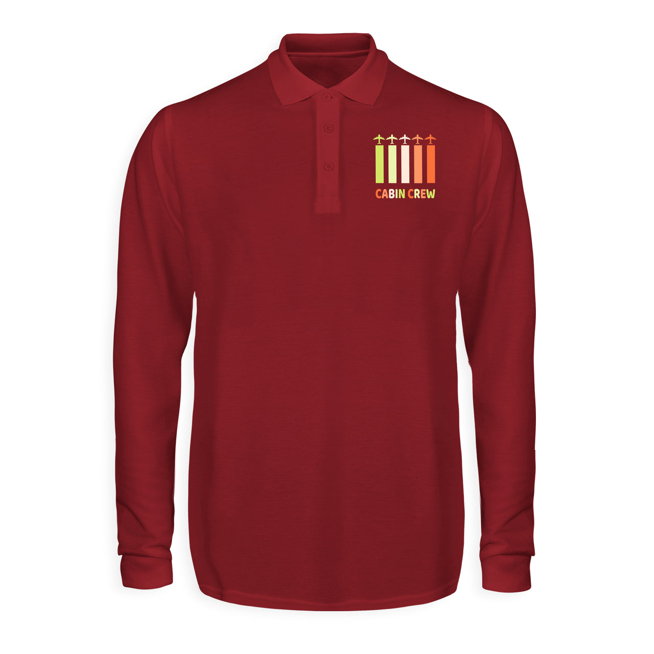 Colourful Cabin Crew Designed Long Sleeve Polo T-Shirts