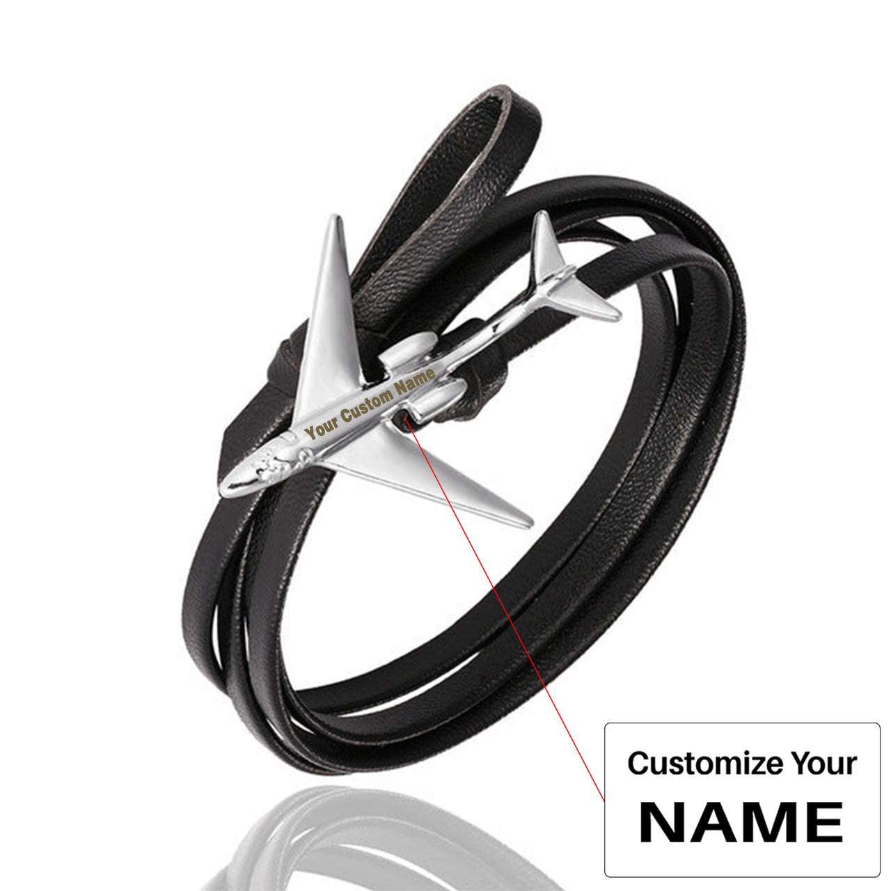 (Edition 3) - Special Leather Rope Designed Airplane Bracelets Silver  (Adjustable)