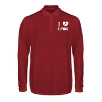 Thumbnail for I Love Flying Designed Long Sleeve Polo T-Shirts