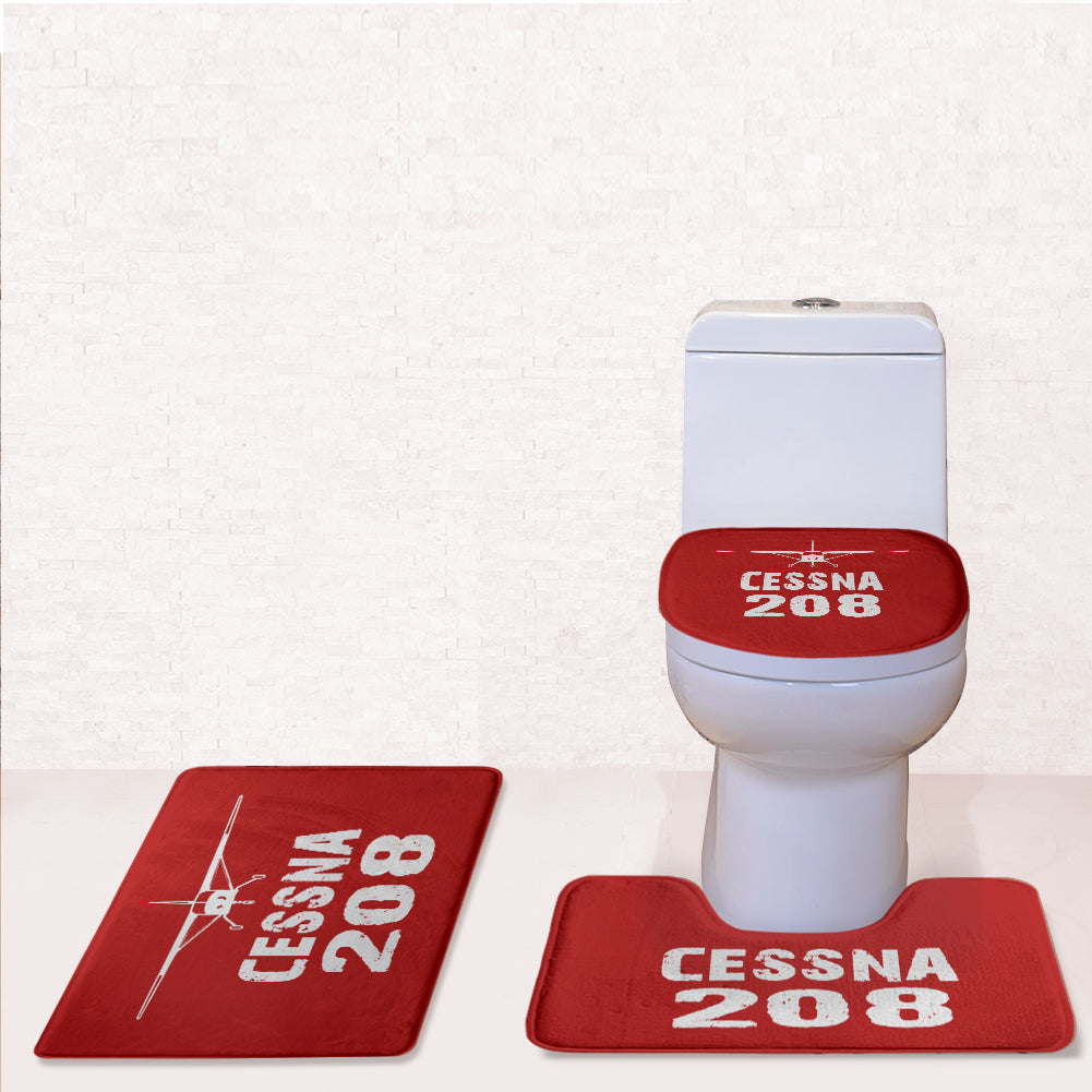Cessna 208 & Plane Designed Toilet Seat Cover Three-piece Set