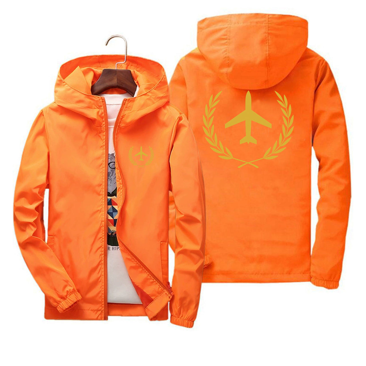 Leaf & Airplane Designed Thin Windbreaker Jackets