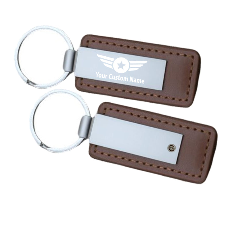 Custom Name (Badge 4) Faux Leather Key Chains