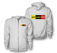 Thumbnail for Eat Sleep Fly (Colourful) Designed Zipped Hoodies