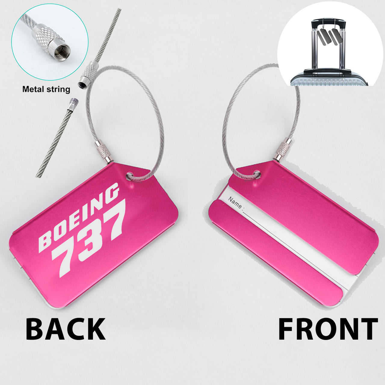 Boeing 737 & Text Designed Fashion Metal Luggage Tags