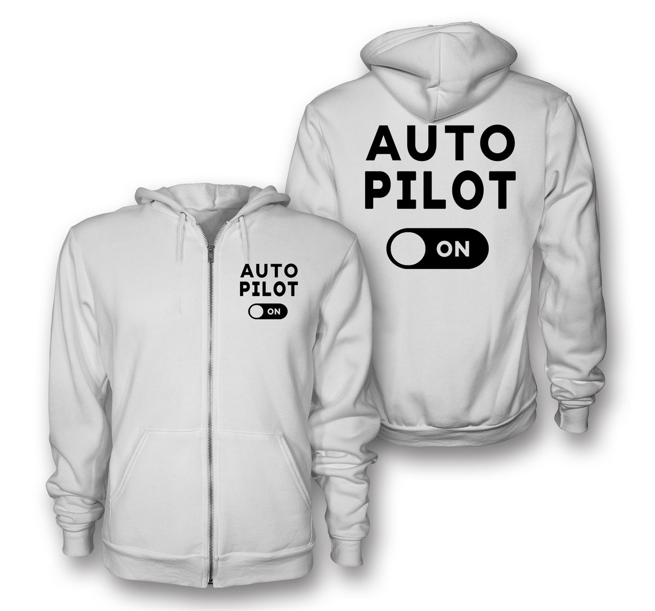 Auto Pilot ON Designed Zipped Hoodies