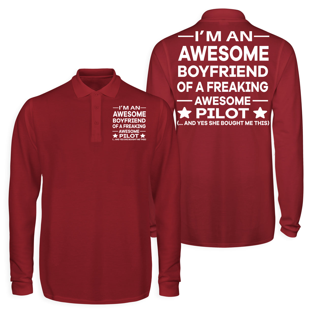 I am an Awesome Boyfriend Designed Long Sleeve Polo T-Shirts (Double-Side)