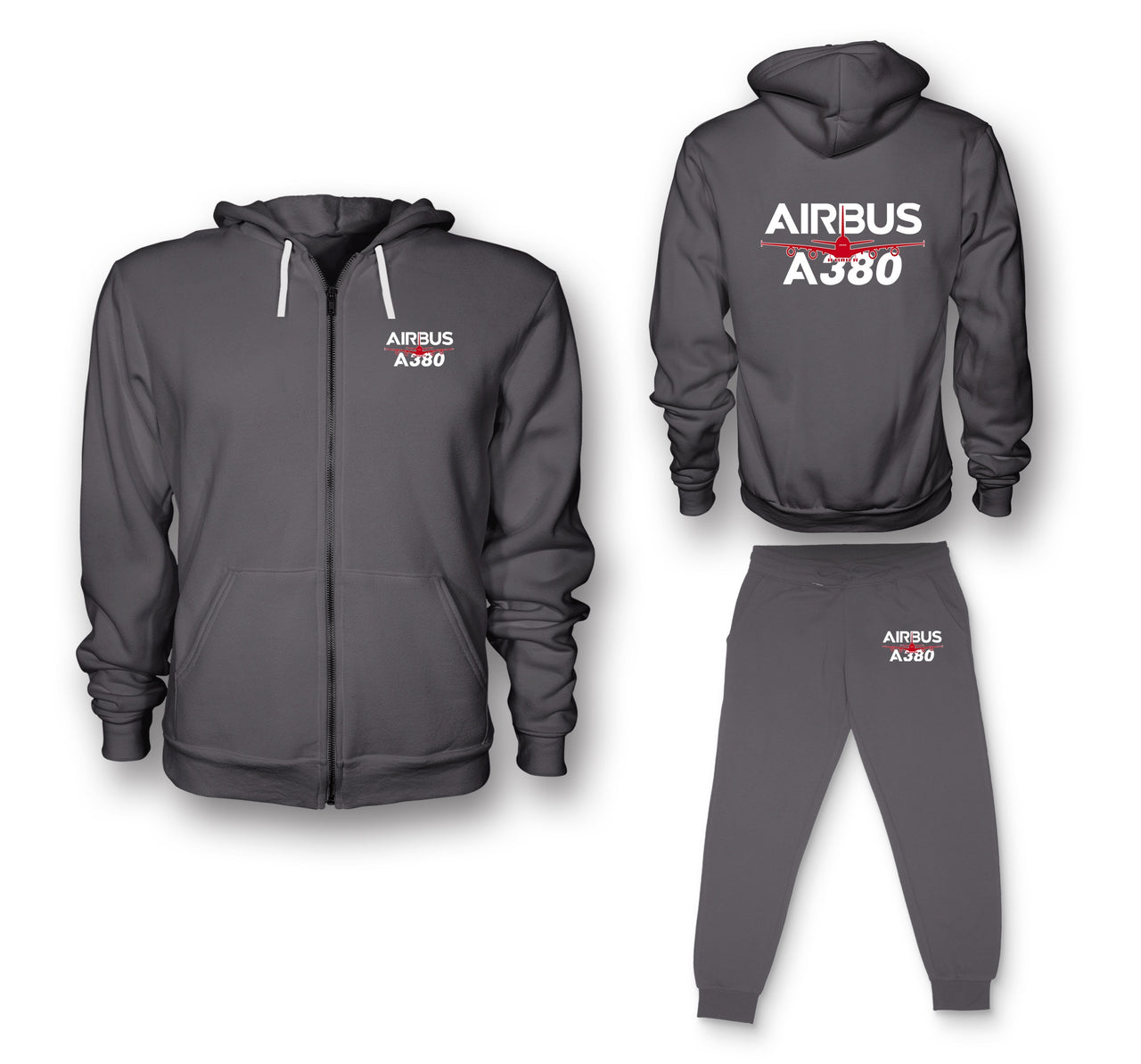 Amazing Airbus A380 Designed Zipped Hoodies & Sweatpants Set