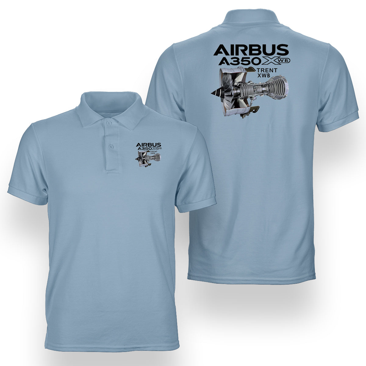 Airbus A350 & Trent Wxb Engine Designed Double Side Polo T-Shirts