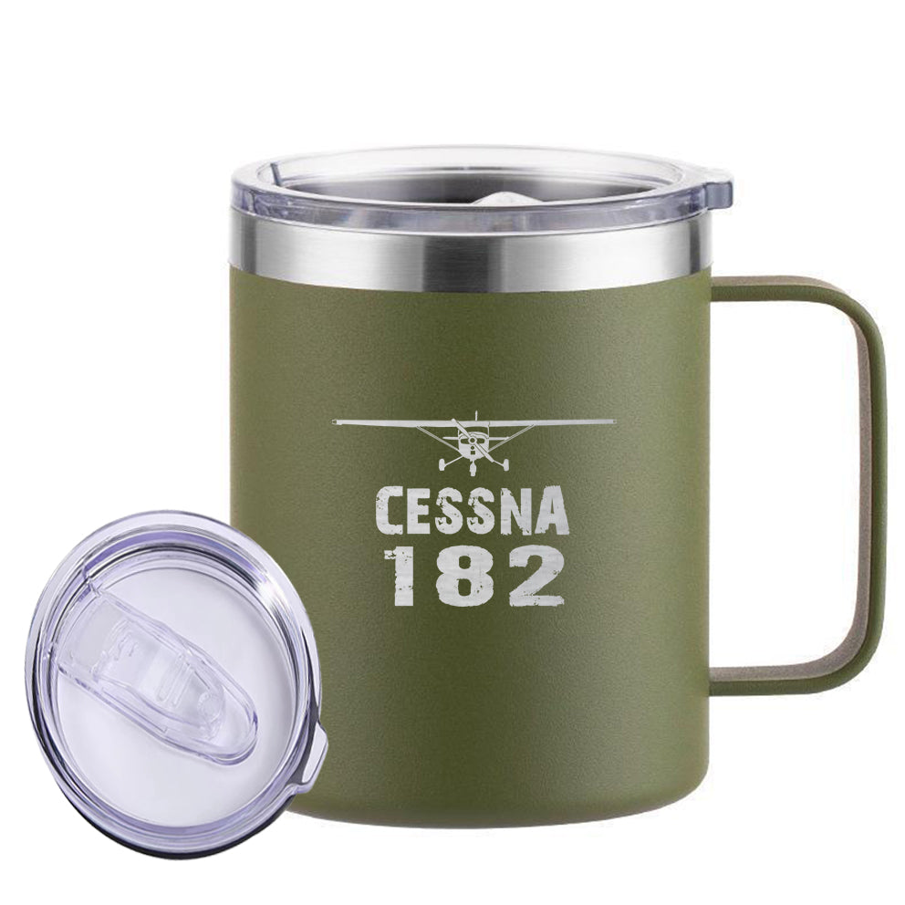 Cessna 182 & Plane Designed Stainless Steel Laser Engraved Mugs